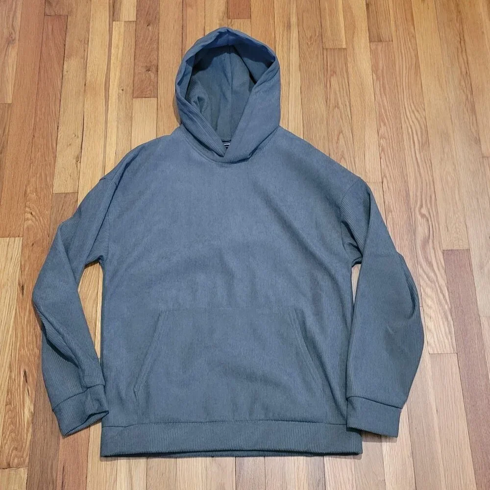 Members Only Corduroy Pullover Hoodie Heavy Sage Green Men's Medium M Like New